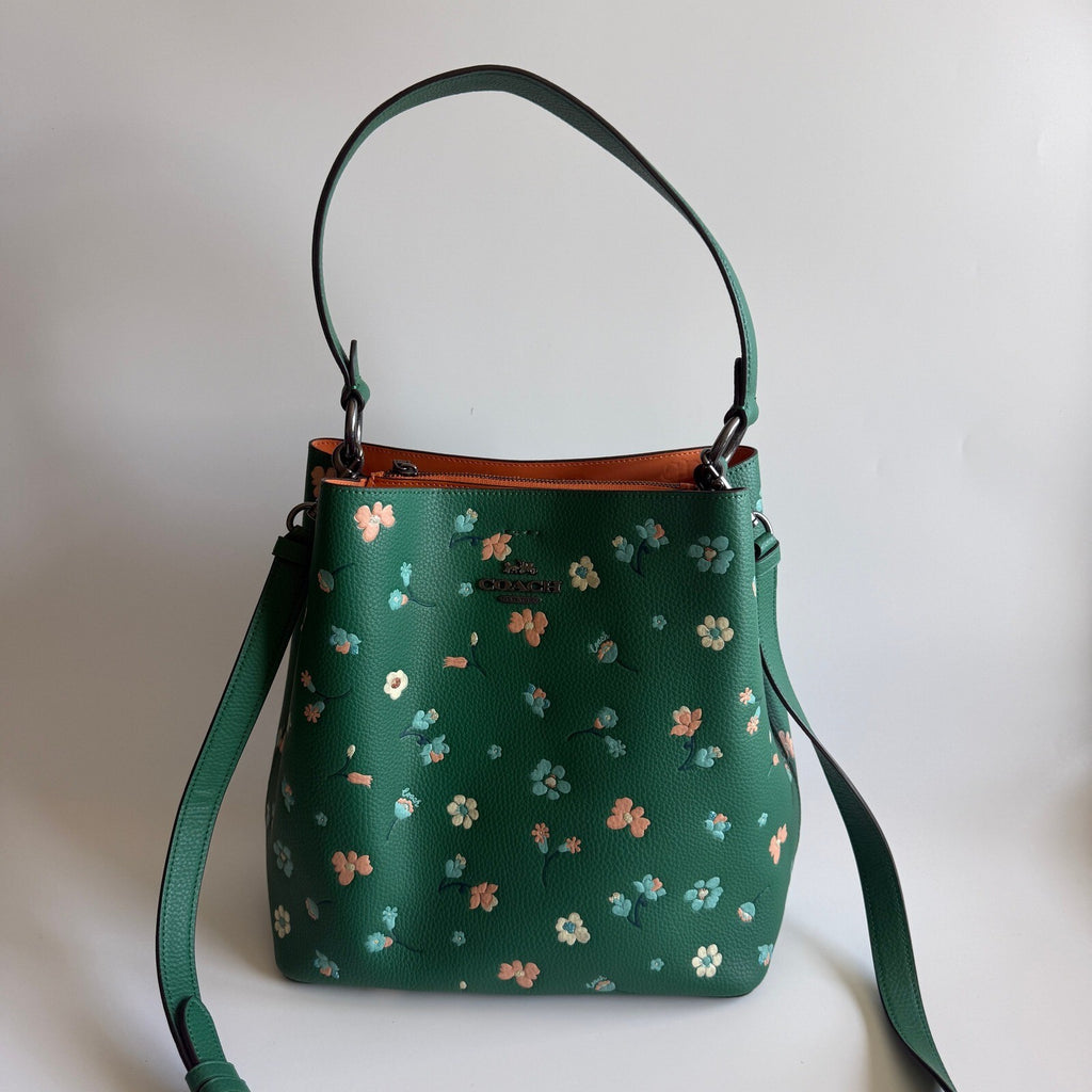 Coach Town Bucket Bag Green Multi Leather Mystical Floral C8214 Crossbody