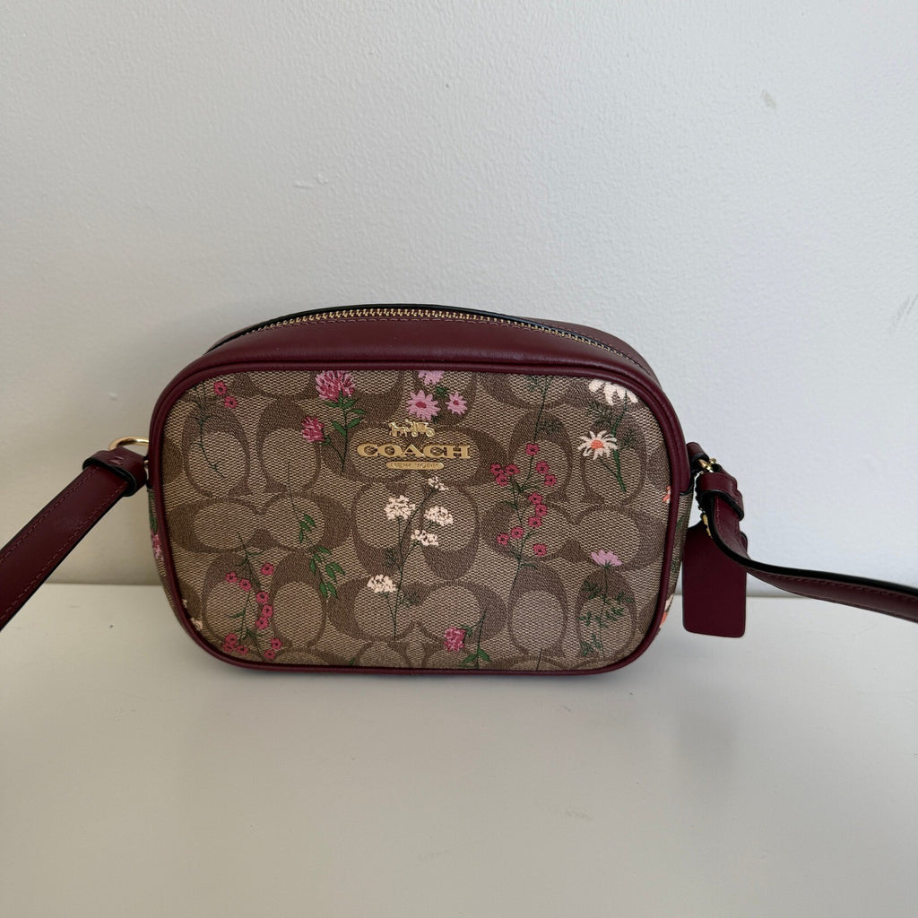 Coach Mini Jamie Camera Bag Khaki Multi Canvas Wildflower Crossbody CA719