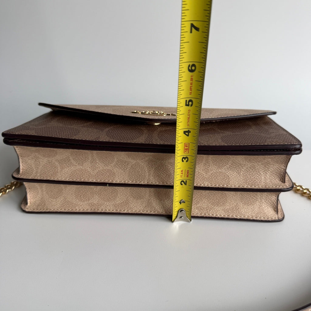 Coach Klare Envelope Crossbody Sand Tan Blocked Signature Canvas Bag CBI99