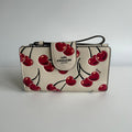 Coach Phone Wallet Cherry Print Chalk Multi Leather Wristlet CZ331