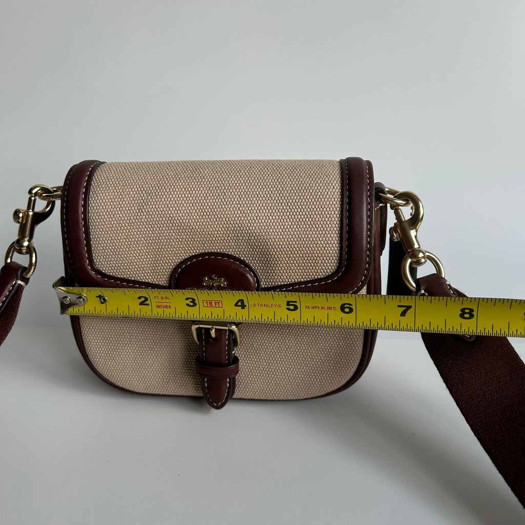 Coach Amelia Small Saddle Bag Natural Multi Canvas Leather Crossbody CR257