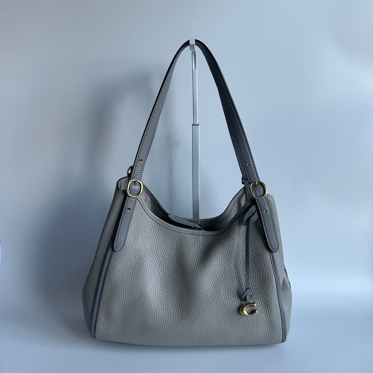 Coach Lori Shoulder Bag Dove Grey Pebbled Leather C6627