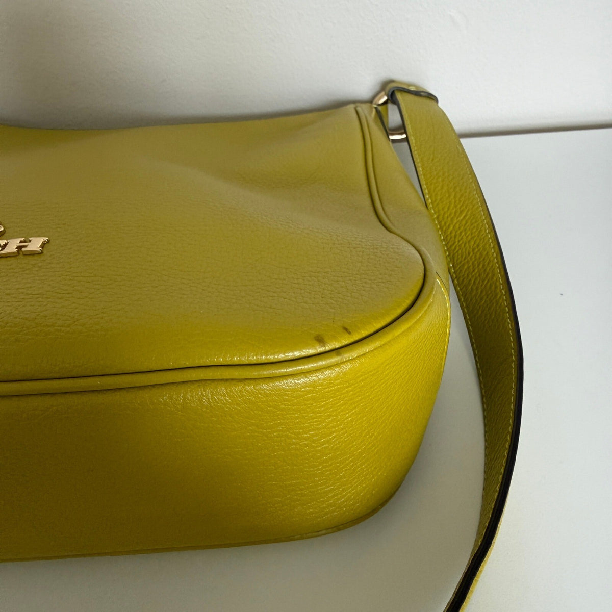 Coach Ellie File Bag Mustard Yellow Pebble Leather Crossbody C1648