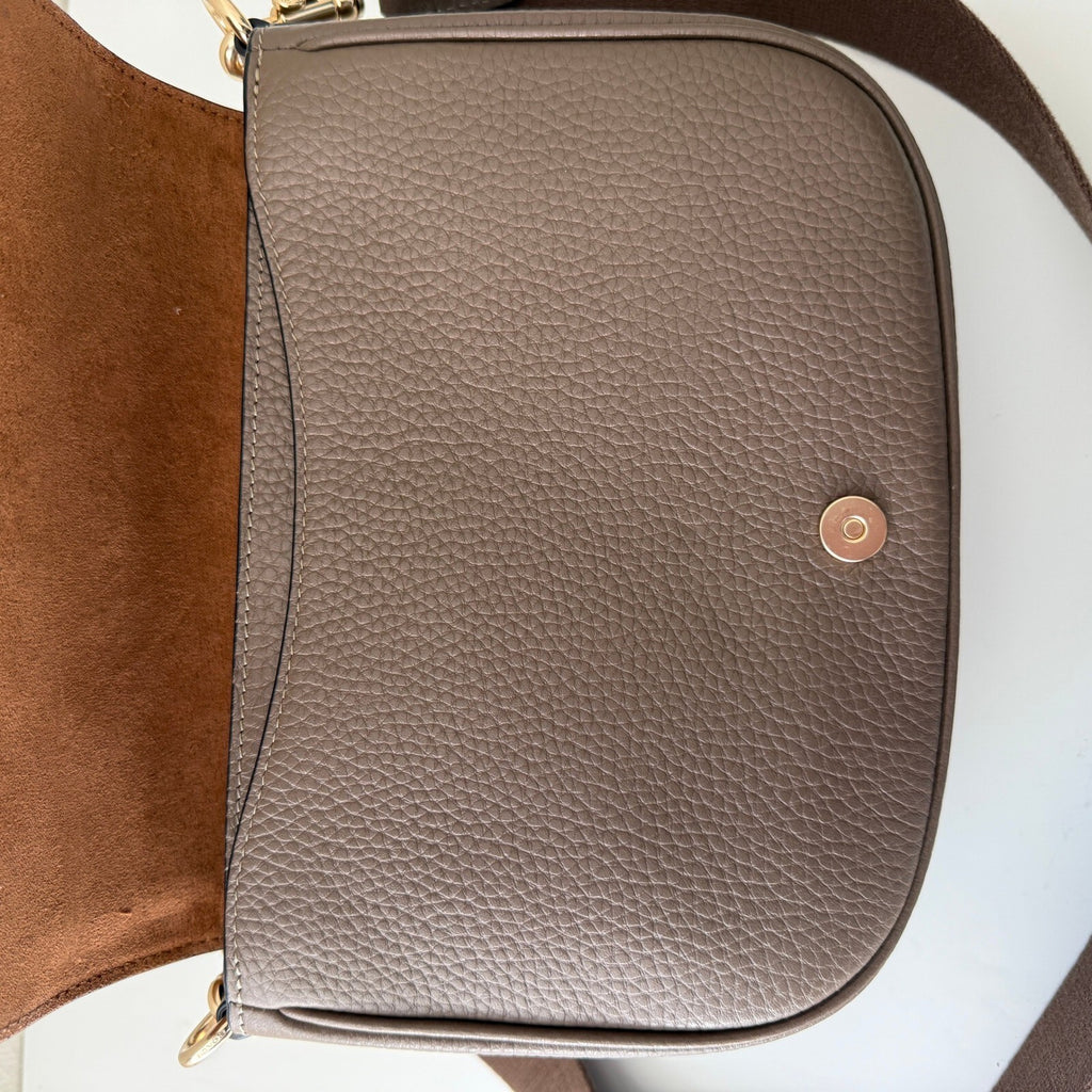 Coach Amelia Saddle Bag Dark Stone Leather Crossbody CP107