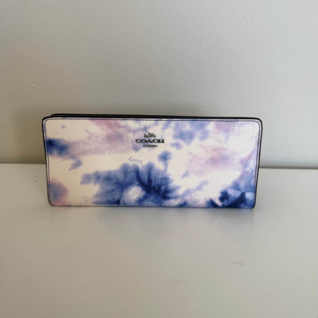 Coach Slim Envelope Wallet Blue Tie-Dye Coated Canvas C4534 Long Wallet