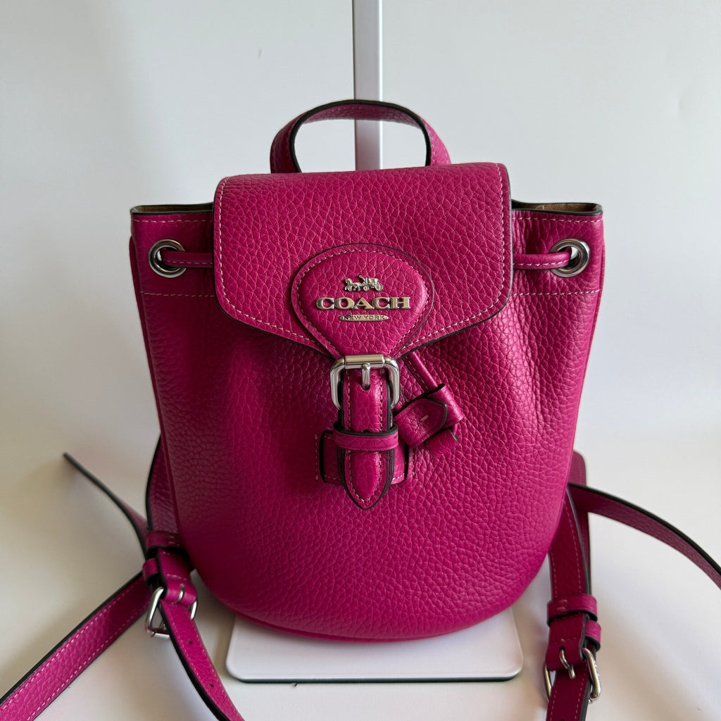 Coach Amelia Mini Backpack Fuchsia Pink Pebbled Leather CL408 Convertible Bag