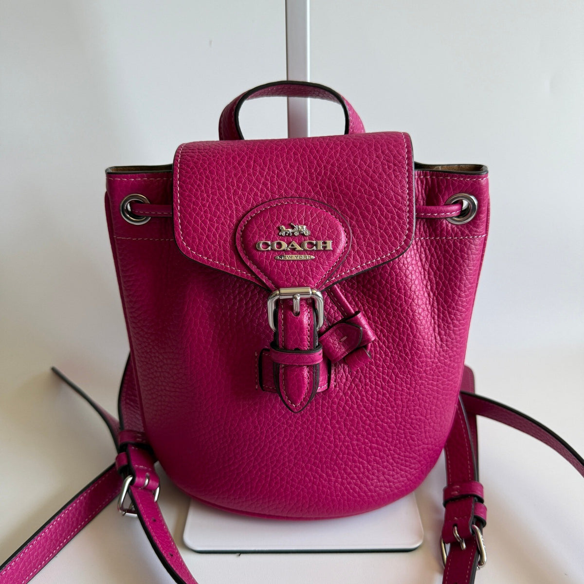 Coach Amelia Mini Backpack Fuchsia Pink Pebbled Leather CL408 Convertible Bag