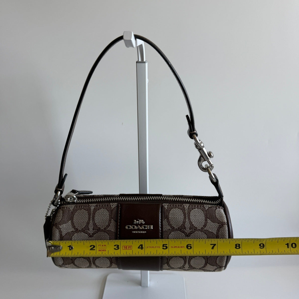 Coach Nolita Barrel Bag Oak Maple Signature Jacquard CU989 Small Shoulder Bag