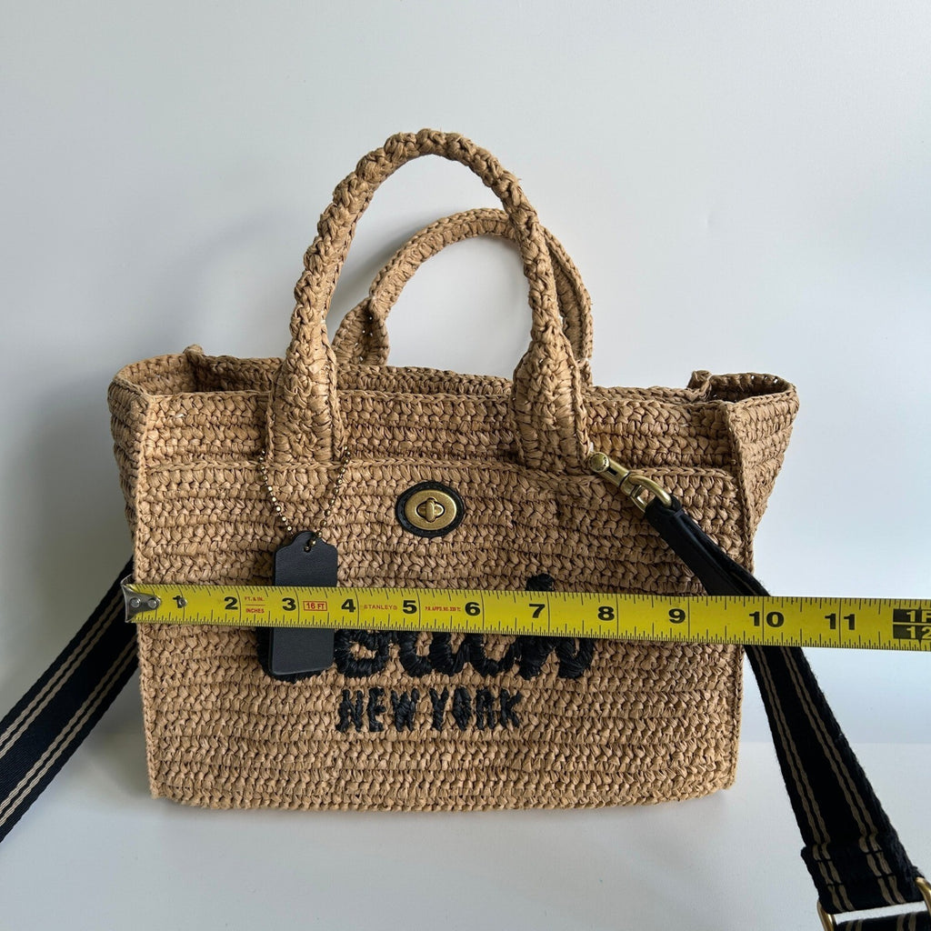 Coach Cargo Tote 26 Straw Natural Tan Crossbody Handbag CAM62