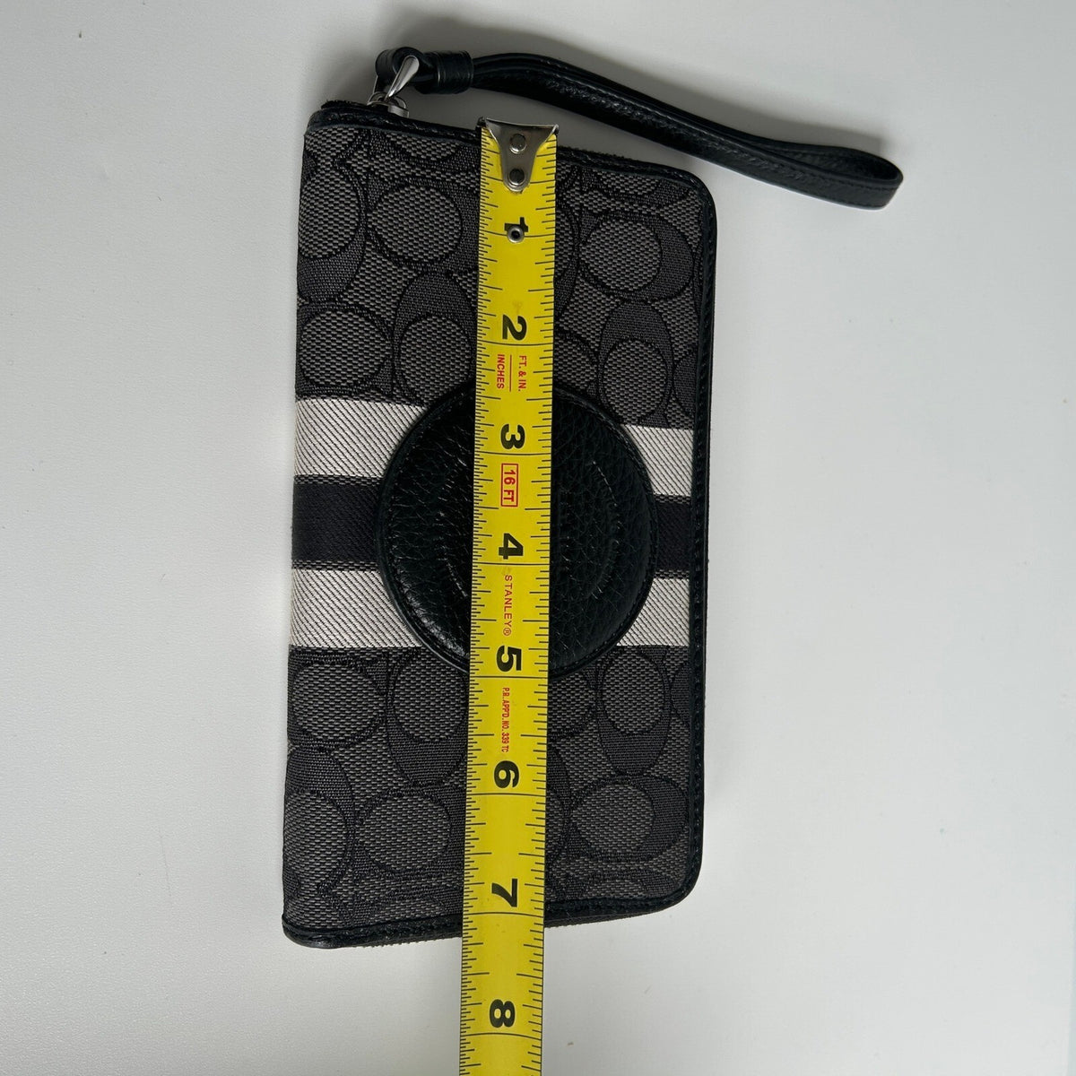 Coach Dempsey Black Smoke Multi Canvas Phone Wallet Wristlet C9073