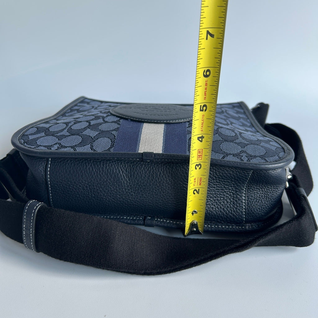 Coach Dempsey File Bag Blue Signature Jacquard Crossbody C4135