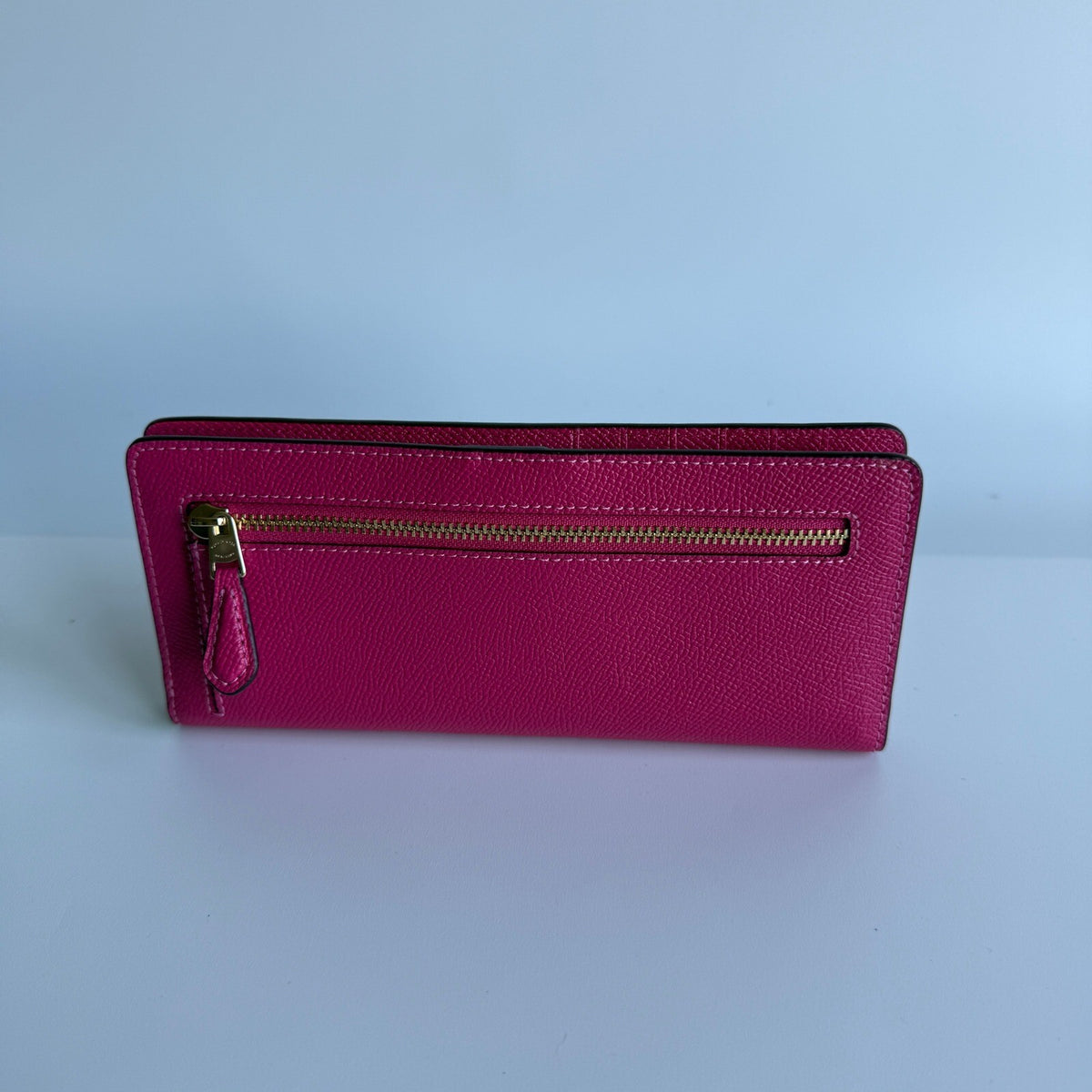 Coach Slim Wallet Bold Pink Crossgrain Leather Long Clutch C3440