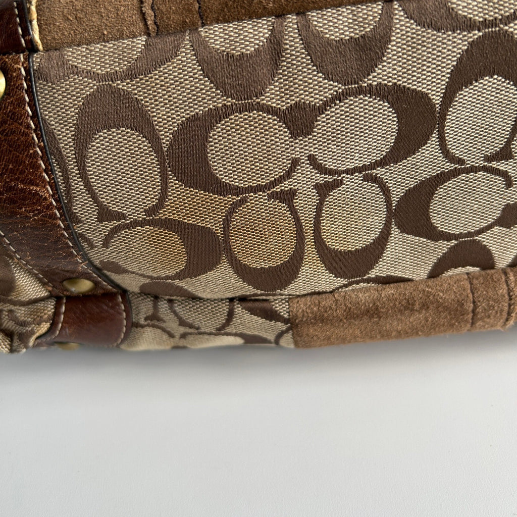 Coach Carly Patchwork Brown Mixed Media Hobo Bag 11496