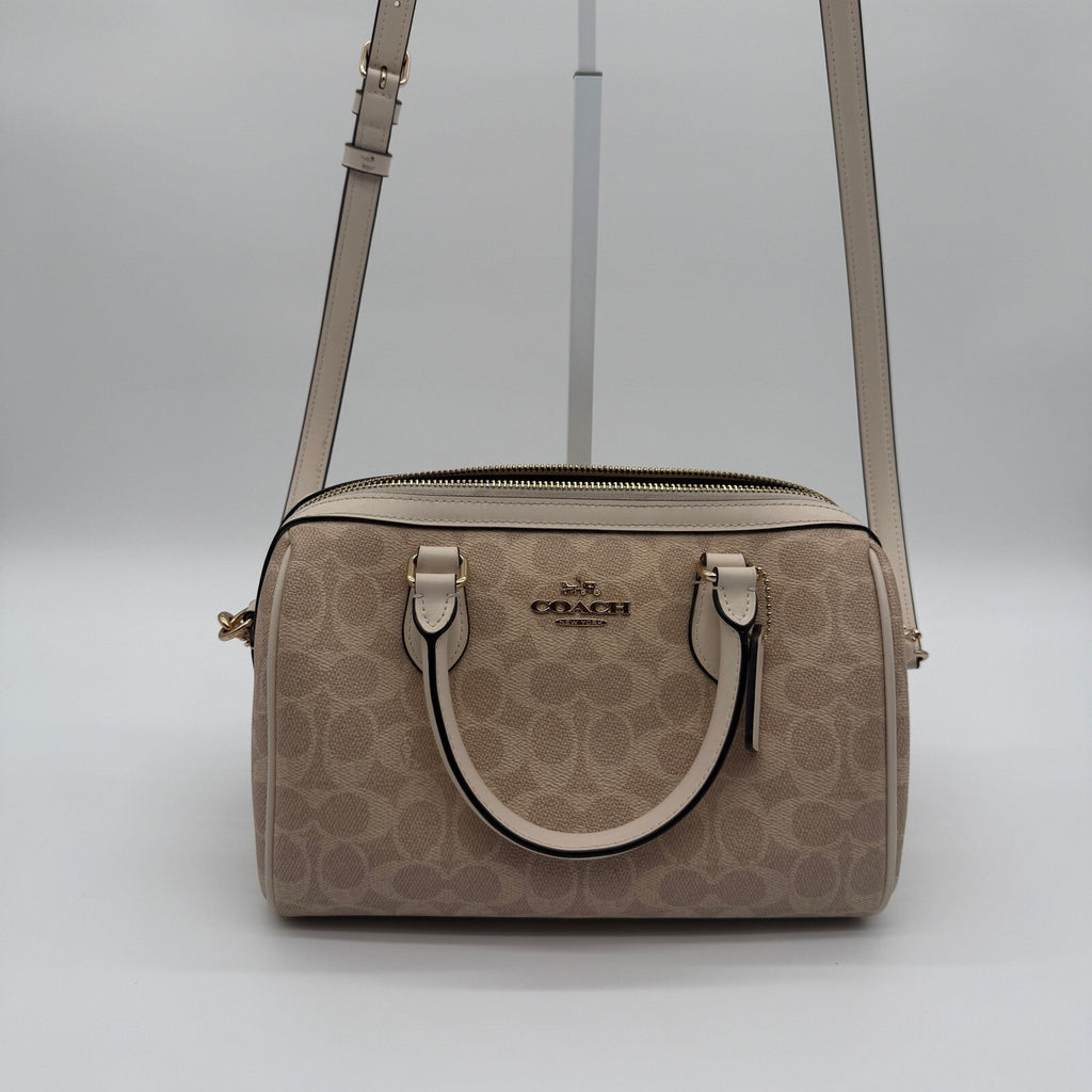 Coach Rowan Satchel Sand Chalk Signature Canvas Bag CV961 Crossbody Handbag