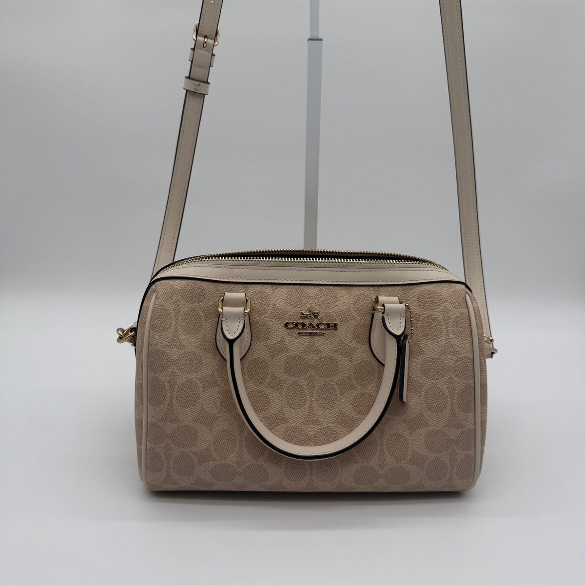 Coach Rowan Satchel Sand Chalk Signature Canvas Bag CV961 Crossbody Handbag
