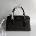 Coach Darcie Carryall Brown Black Signature Canvas Satchel CH488