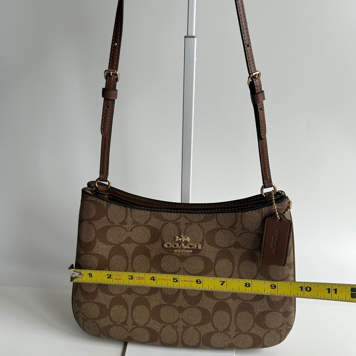 Coach Penelope Shoulder Bag Khaki Saddle Brown Signature Canvas CO953