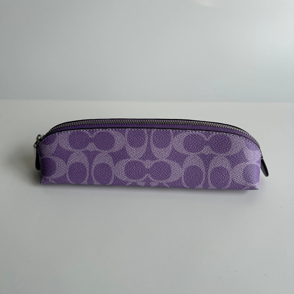 Coach Signature Pencil Case Iris Purple Coated Canvas Pouch CZ206