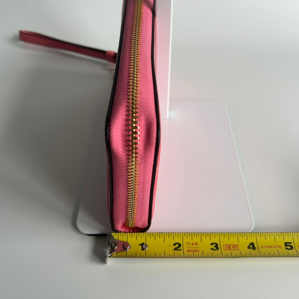 Coach Long Zip Around Wallet Pink Signature Canvas Wristlet C4452