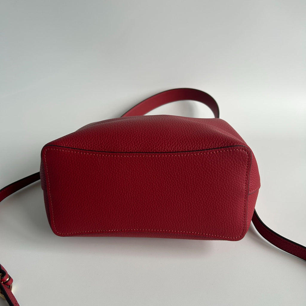 Coach Small Town Bucket Bag Red Pebbled Leather Shoulder/Crossbody Bag Style 1011