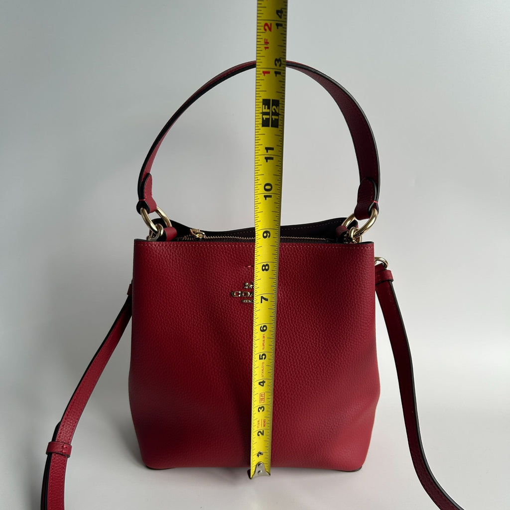 Coach Small Town Bucket Bag Red Pebbled Leather Shoulder/Crossbody Bag Style 1011