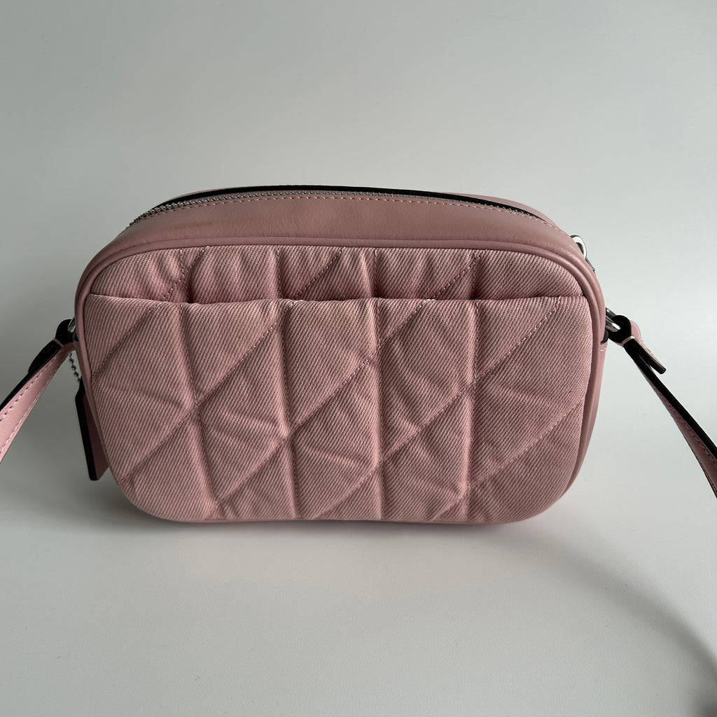 Coach Mini Jamie Camera Bag Pink Quilted Denim Leather CBR08 Good