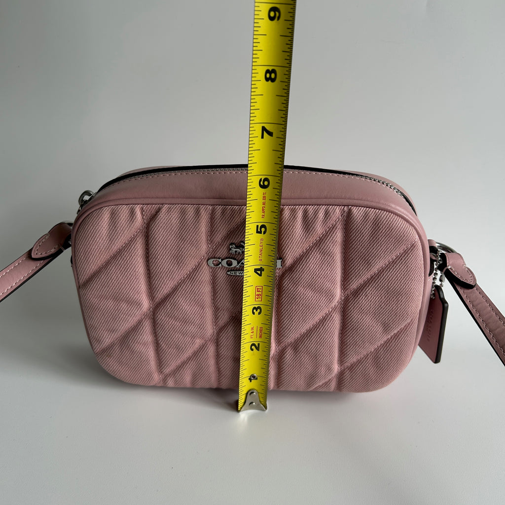 Coach Mini Jamie Camera Bag Pink Quilted Denim Leather CBR08 Good