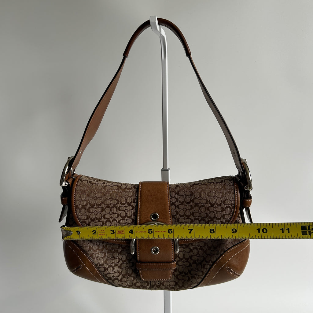 Coach Soho Flap Brown Signature Canvas Leather Shoulder Bag 6818 Good