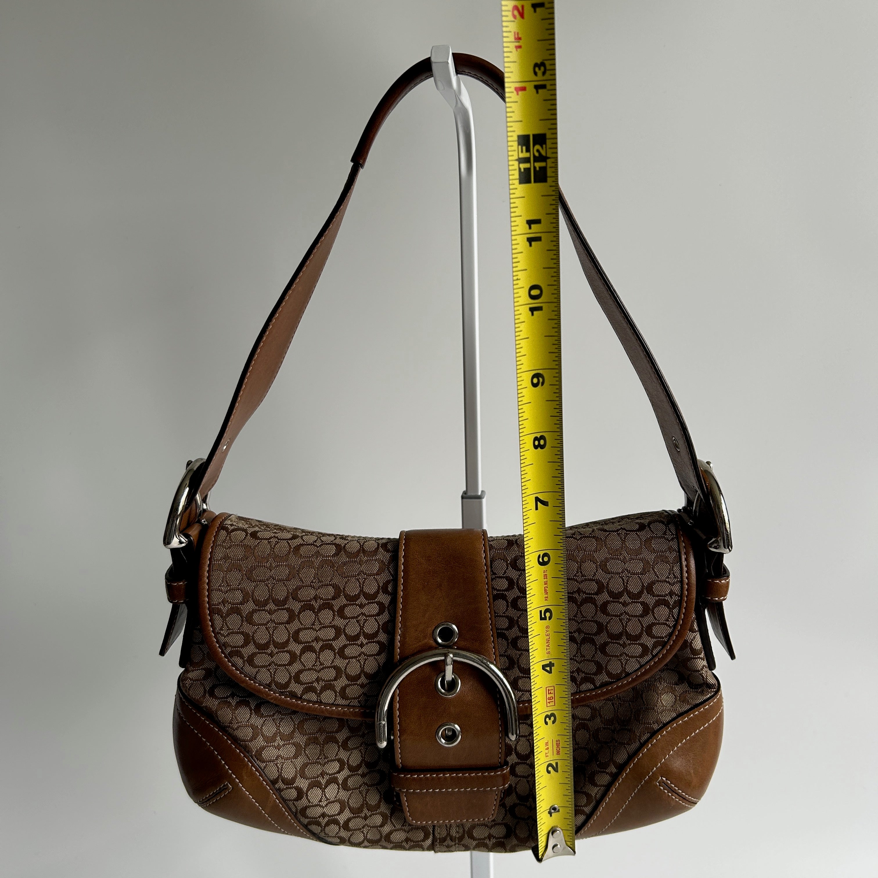 Coach Soho Flap Brown Signature Canvas Leather Shoulder Bag 6818 Good