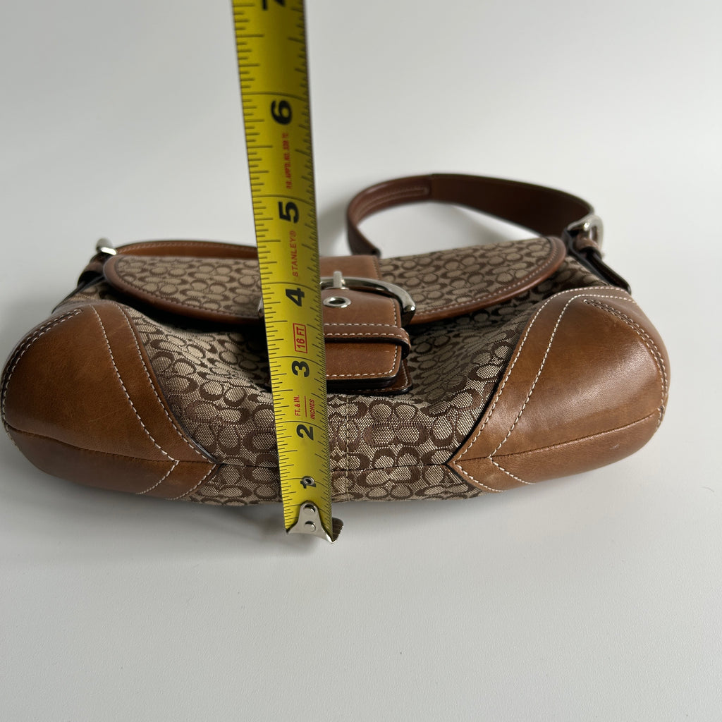 Coach Soho Flap Brown Signature Canvas Leather Shoulder Bag 6818 Good