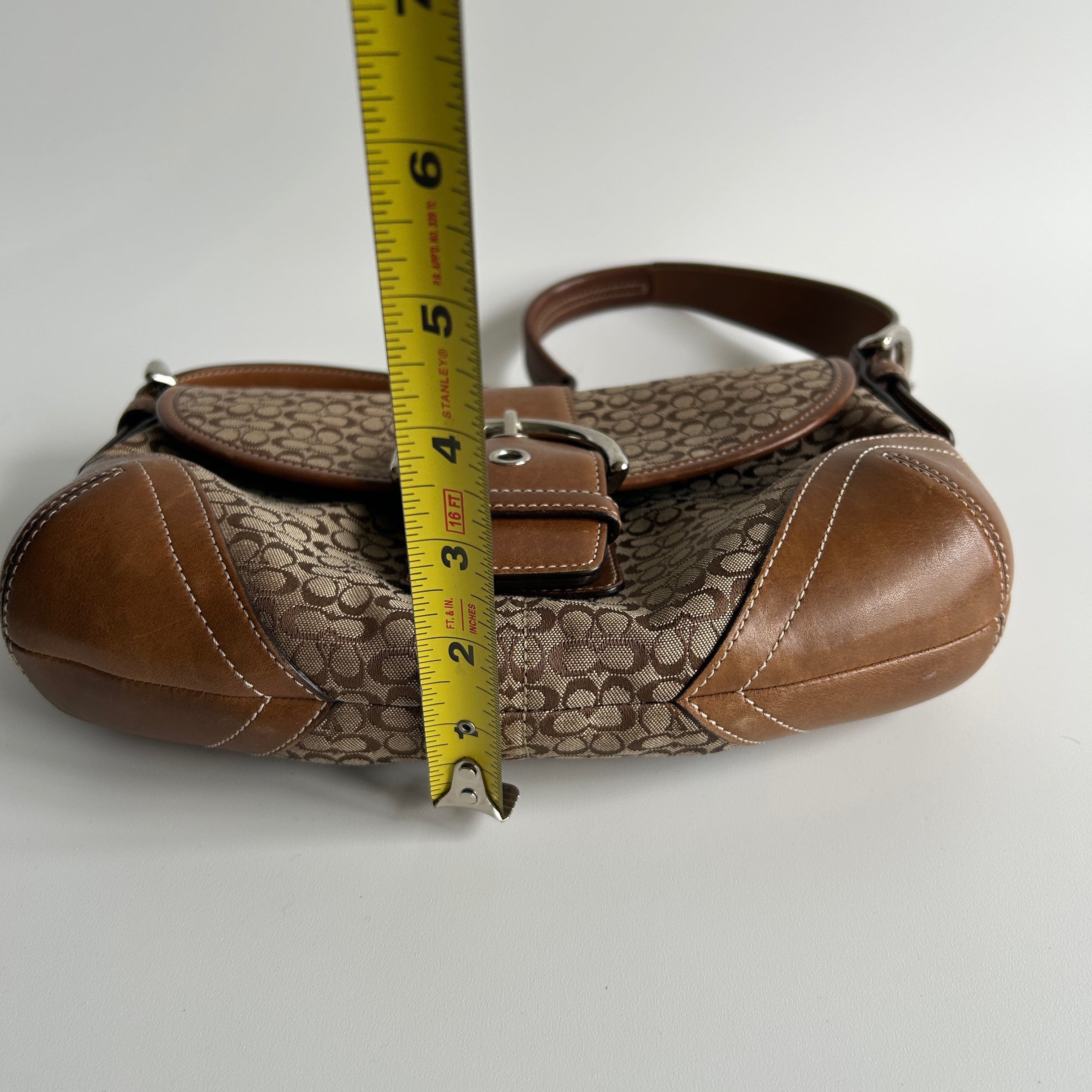 Coach Soho Flap Brown Signature Canvas Leather Shoulder Bag 6818 Good