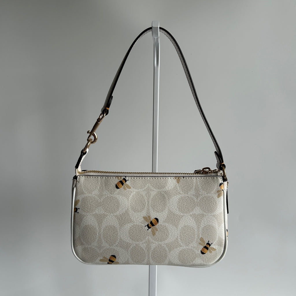 Coach Nolita 19 Bee Print Chalk White Signature Canvas Bag Excellent