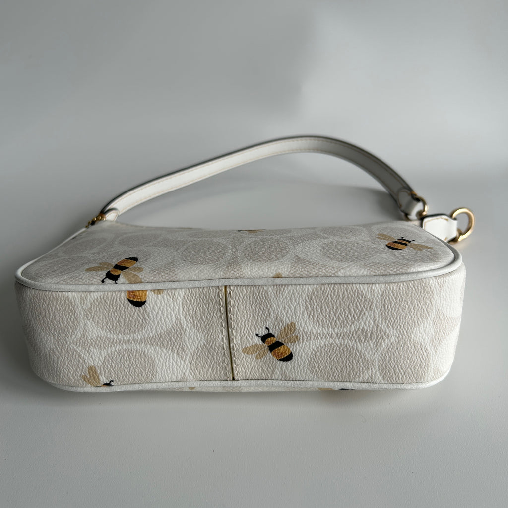 Coach Nolita 19 Bee Print Chalk White Signature Canvas Bag Excellent