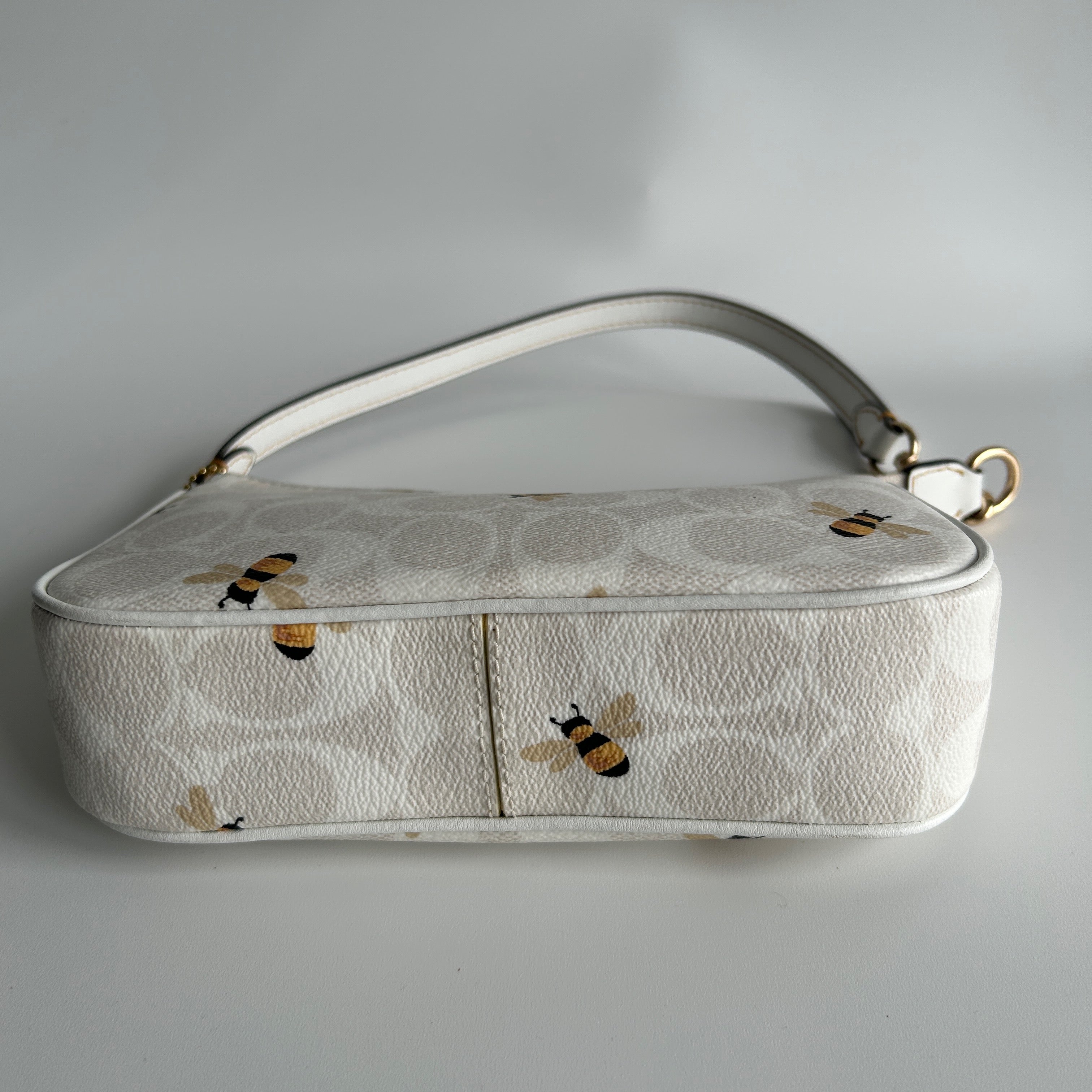 Coach Nolita 19 Bee Print Chalk White Signature Canvas Bag Excellent