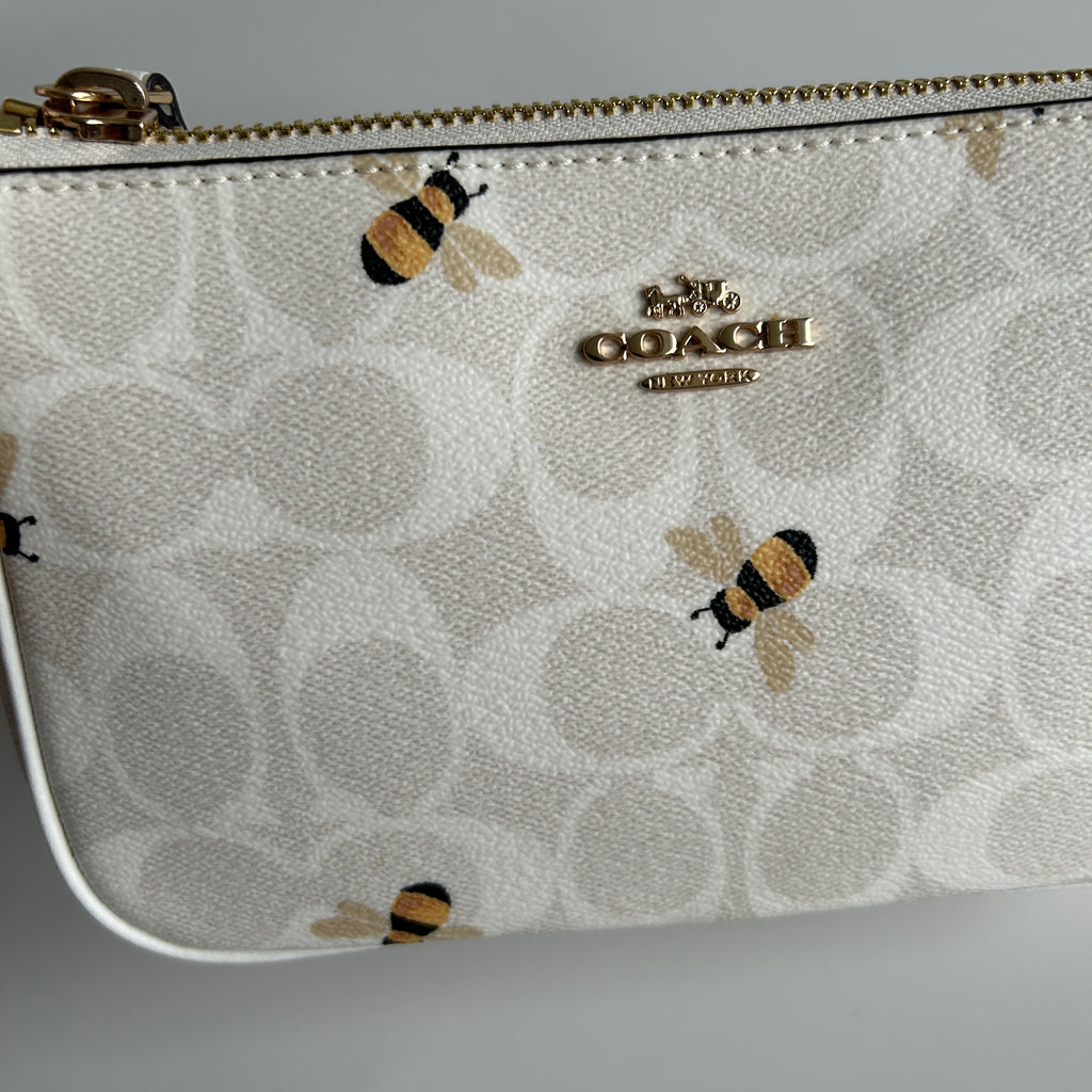 Coach Nolita 19 Bee Print Chalk White Signature Canvas Bag Excellent
