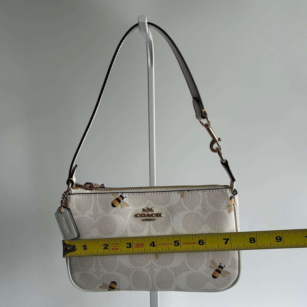 Coach Nolita 19 Bee Print Chalk White Signature Canvas Bag Excellent