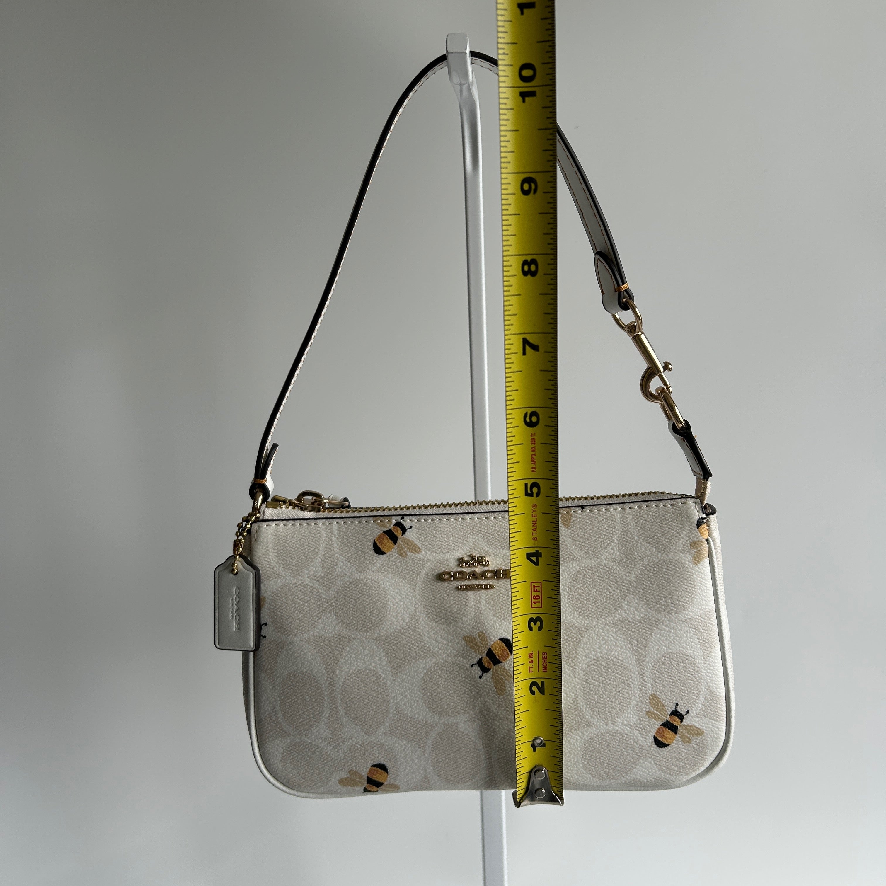 Coach Nolita 19 Bee Print Chalk White Signature Canvas Bag Excellent