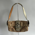 Coach Soho Tan Gold Canvas Leather Shoulder Bag 0492 Good