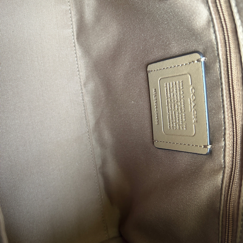 Coach Rowan Satchel Khaki Chalk Signature Canvas Leather Bag Excellent