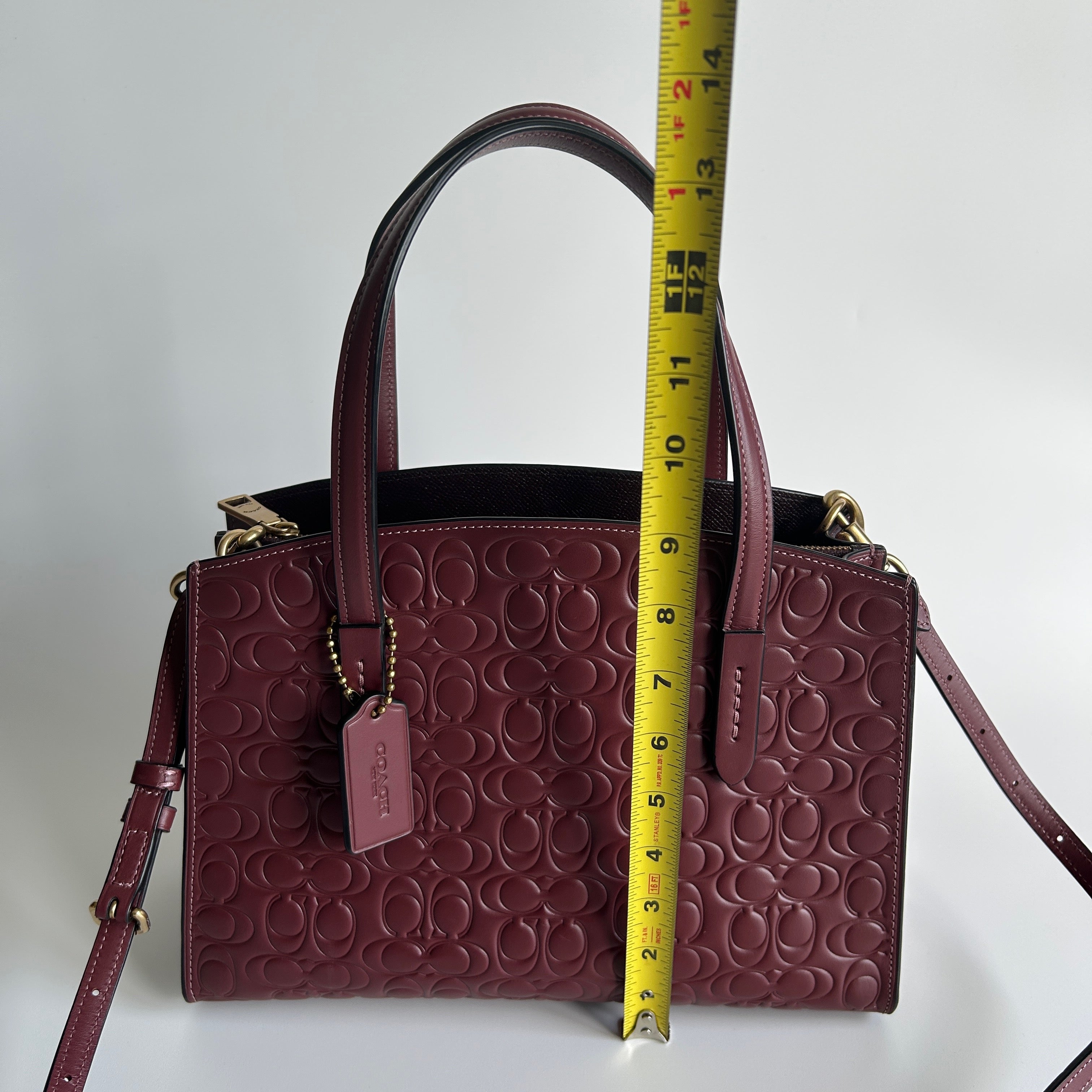 Coach Charlie Carryall 28 Burgundy Signature Leather Satchel Bag Excellent