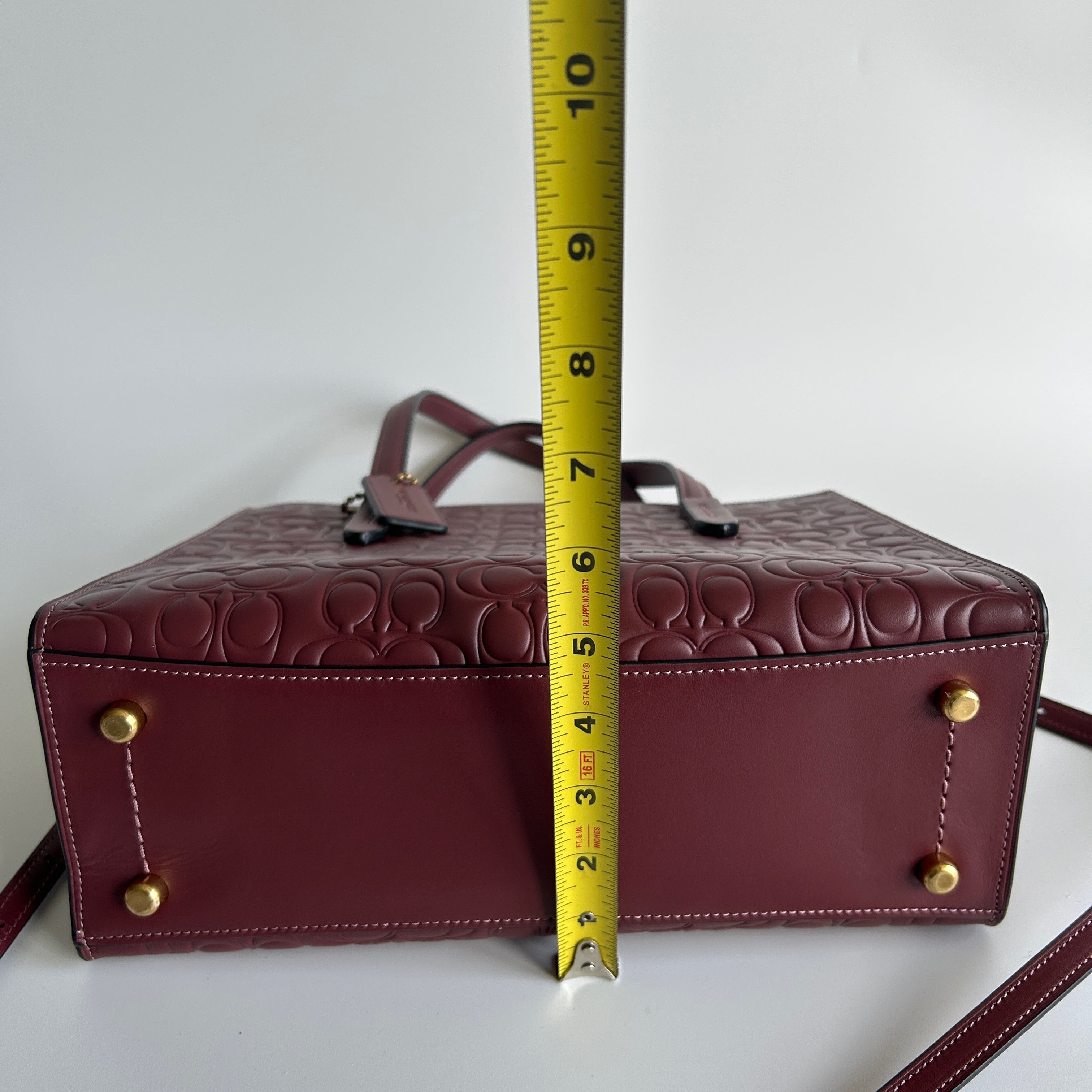 Coach Charlie Carryall 28 Burgundy Signature Leather Satchel Bag Excellent