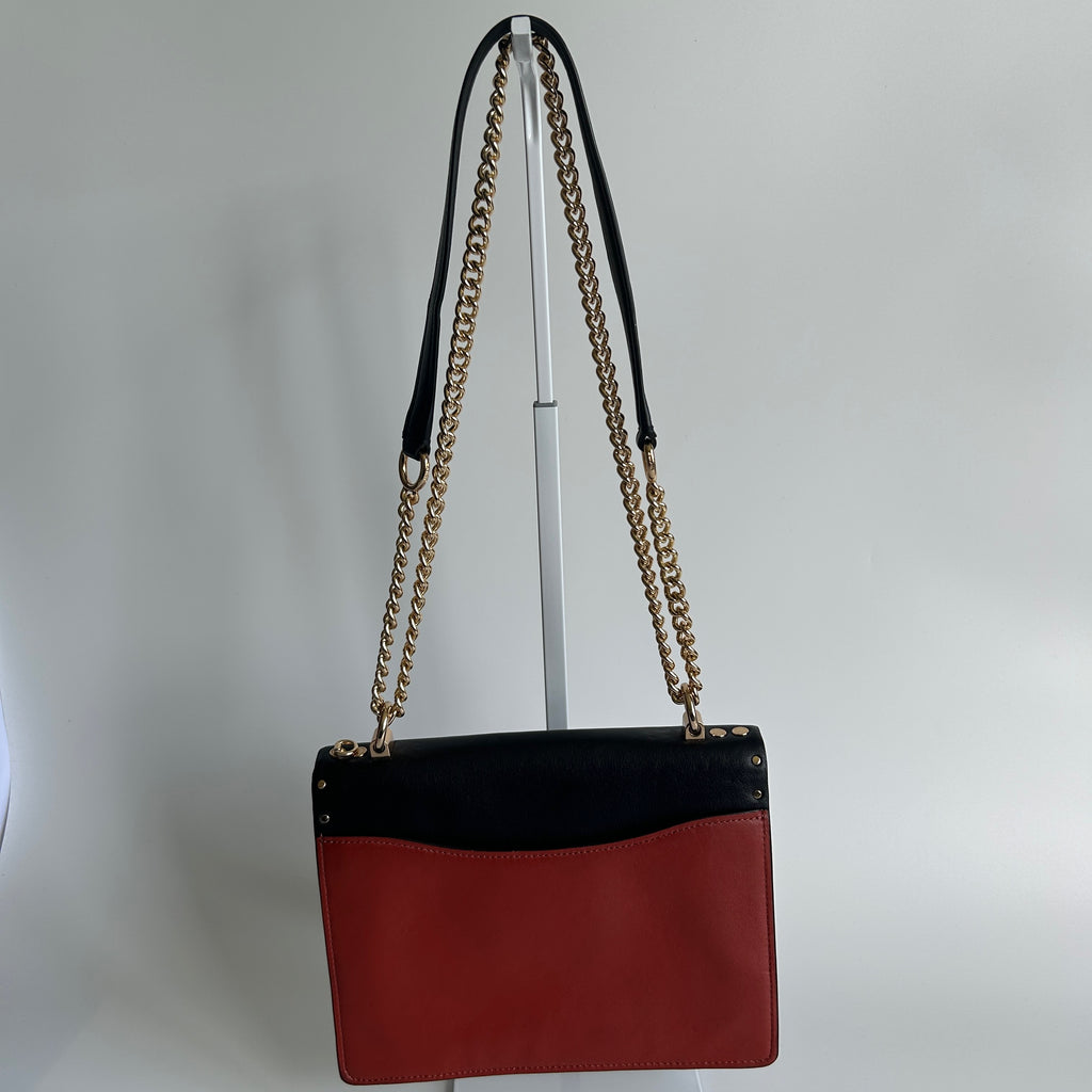 Coach Klare Crossbody Black Red Signature Canvas Leather Shoulder Bag Excellent