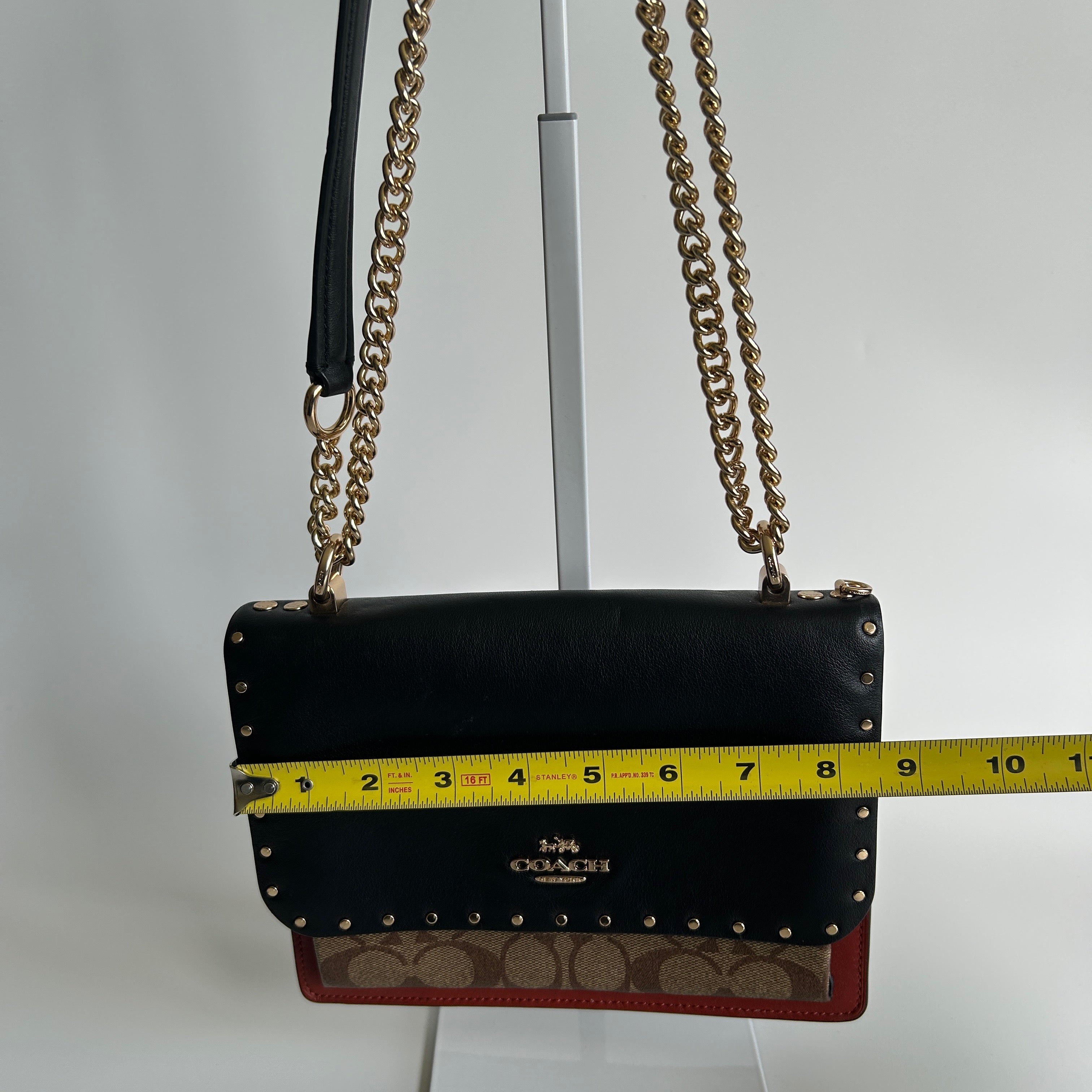 Coach Klare Crossbody Black Red Signature Canvas Leather Shoulder Bag Excellent