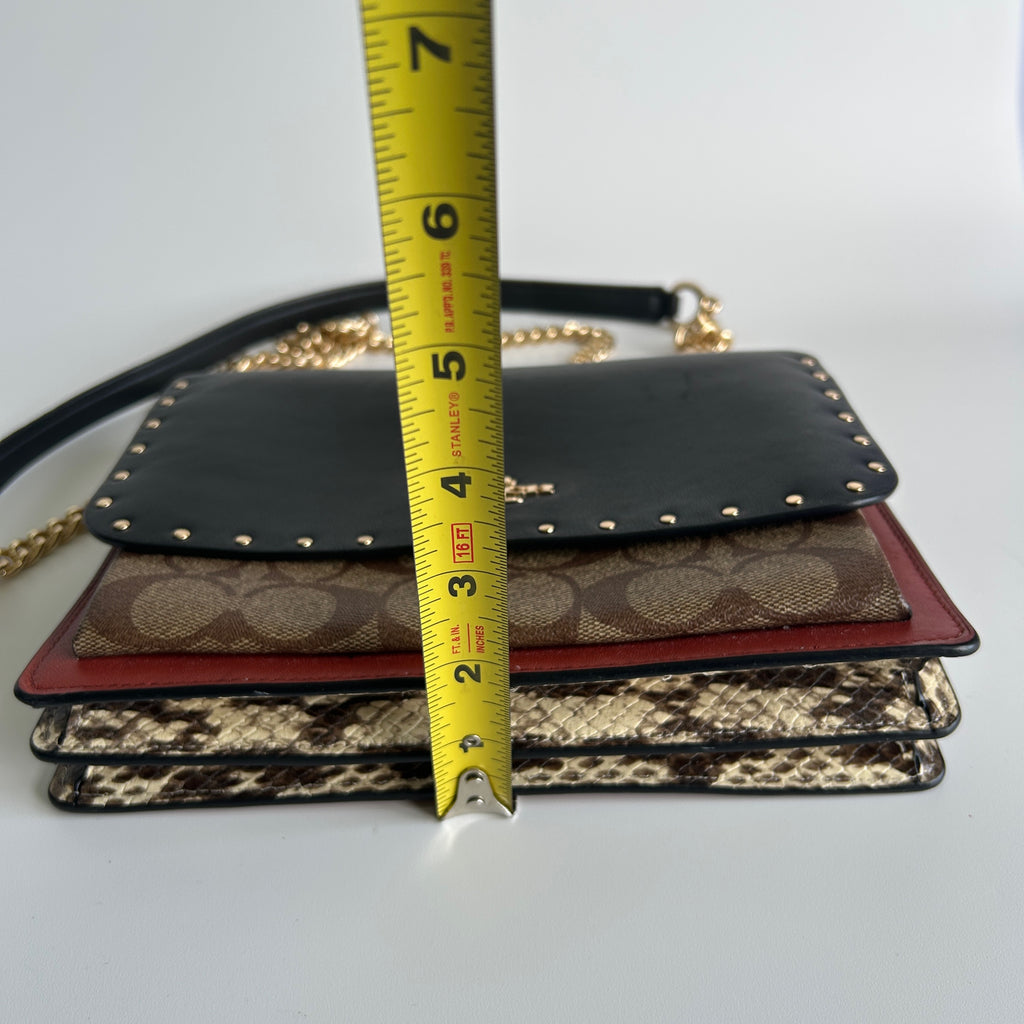 Coach Klare Crossbody Black Red Signature Canvas Leather Shoulder Bag Excellent