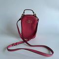 Coach North South Watermelon Pink Pebbled Leather Crossbody Bag Excellent