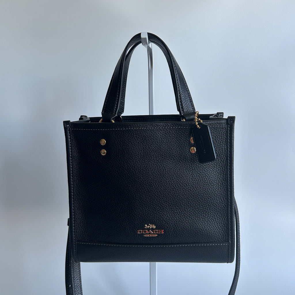 Coach Dempsey Tote 22 Black Pebbled Leather Shoulder Bag Excellent