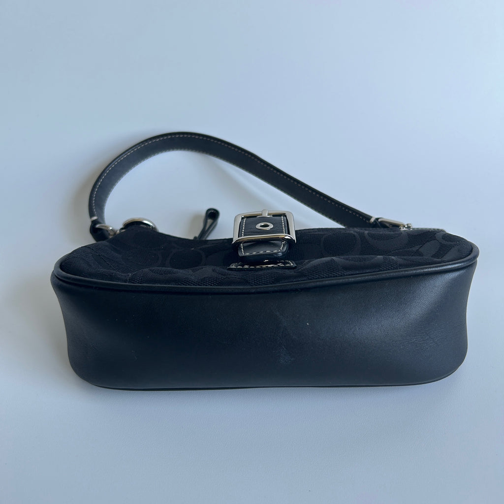 Coach Hamptons Soho Black Canvas Leather Demi Shoulder Bag Excellent