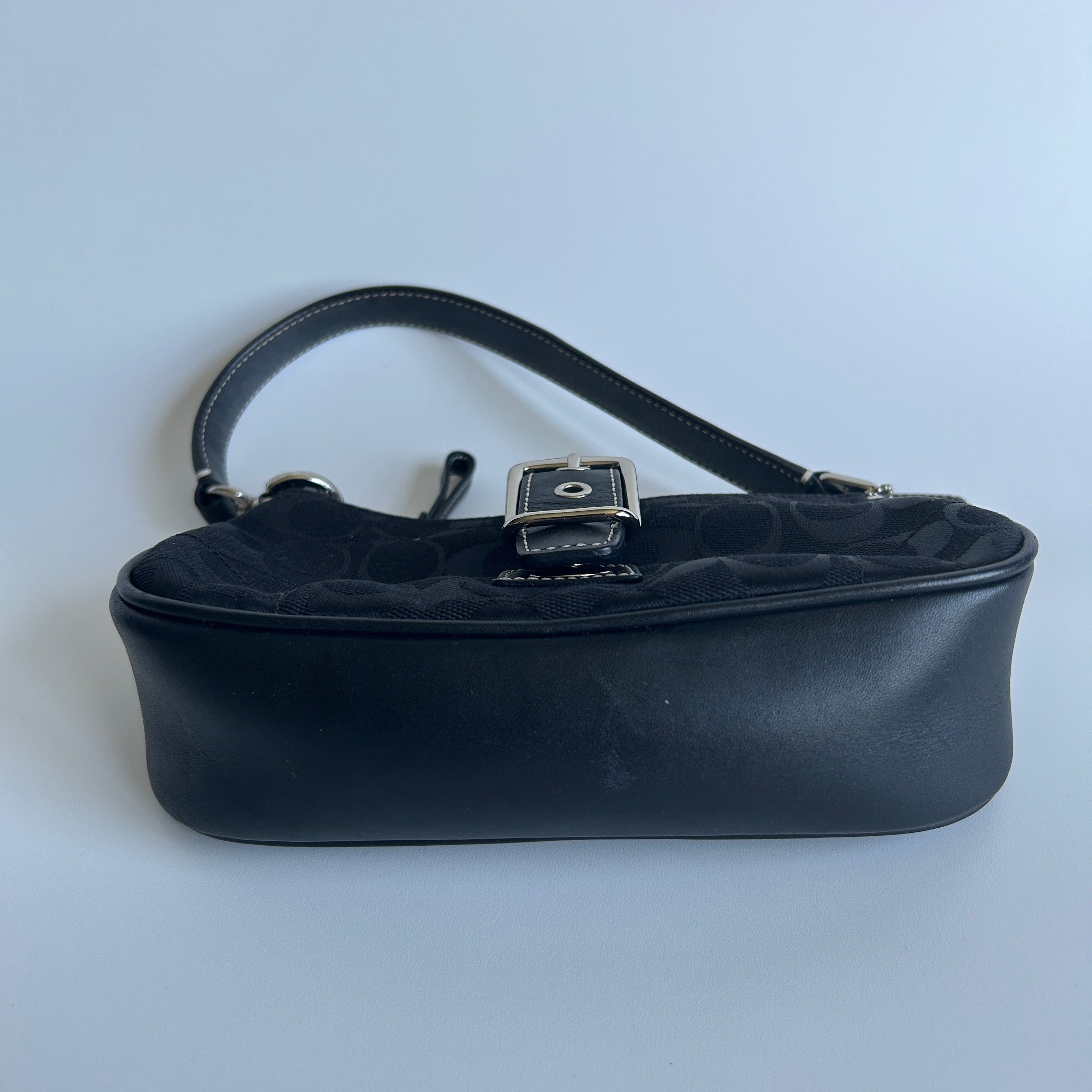Coach Hamptons Soho Black Canvas Leather Demi Shoulder Bag Excellent