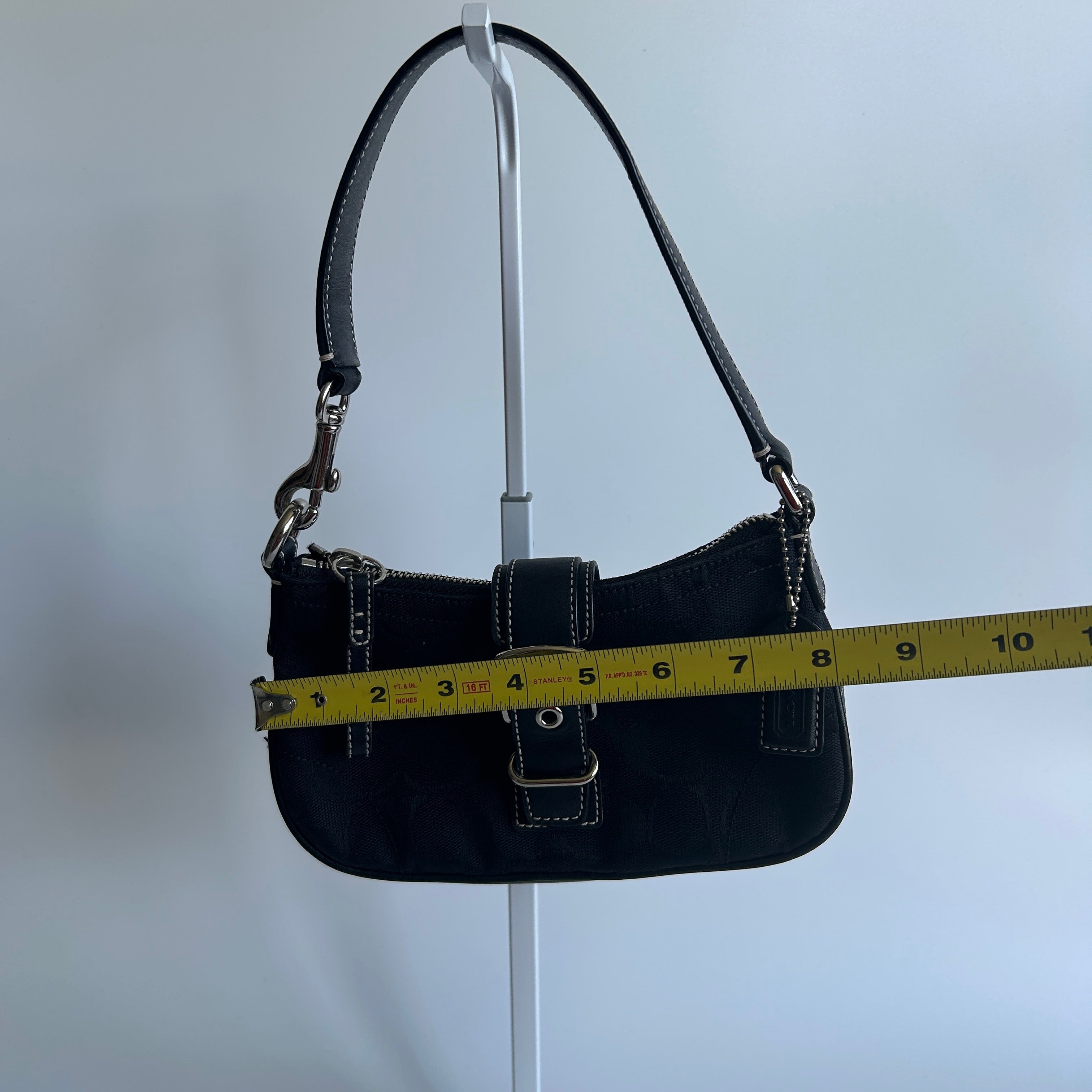 Coach Hamptons Soho Black Canvas Leather Demi Shoulder Bag Excellent