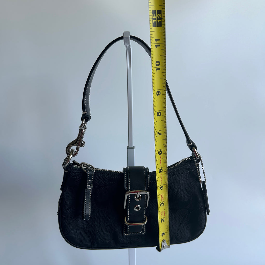 Coach Hamptons Soho Black Canvas Leather Demi Shoulder Bag Excellent